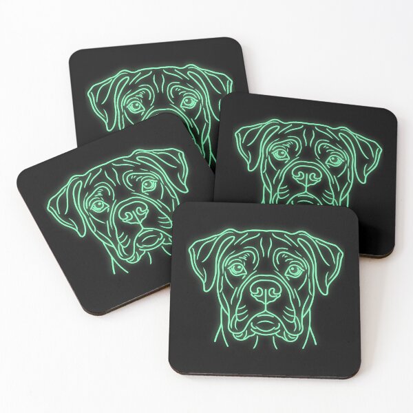 Item preview, Boxer Dog Neon Line Art Ghost Green Glow | Minimalist Pet Art designed and sold by Pfotenfaden.