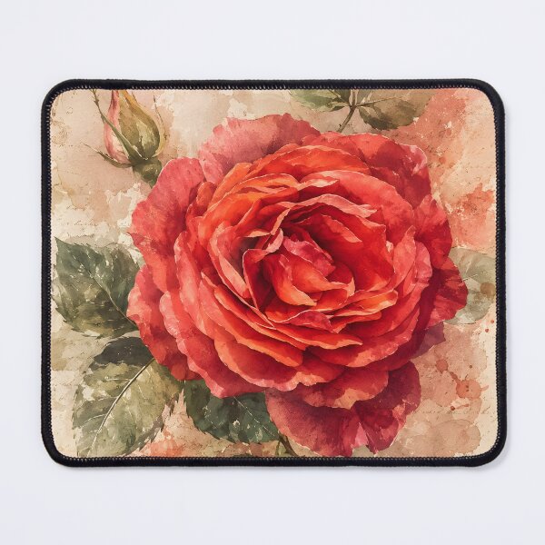 Item preview, Vintage Red Rose Watercolor Art – Romantic Floral Botanical Illustration designed and sold by Violafleurviolett.