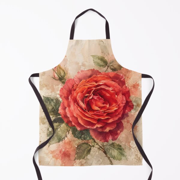 Item preview, Vintage Red Rose Watercolor Art – Romantic Floral Botanical Illustration designed and sold by Violafleurviolett.