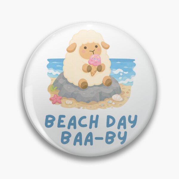 Item preview, Cute Sheep Eating Ice Cream Sticker, Kawaii Lamb by the Sea Summer Design designed and sold by Tattyarts.