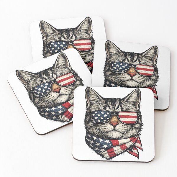 Item preview, Patriotic Cat Flag Sunglasses 4th of July Design designed and sold by DjFreeq.