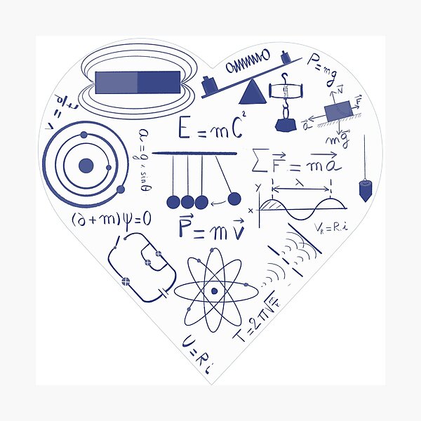 Item preview, Blue & white STEM Physics science heart designed and sold by Anne Londez Studio.
