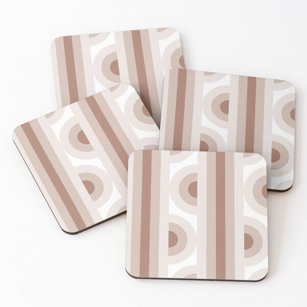 Item preview, Space Age Funky Stripes and Circles Brown White designed and sold by Pinkdeer Designs.