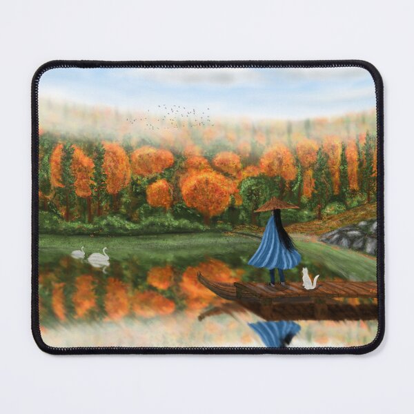 Item preview, Autumn forest, blue sky, all reflected in a lake designed and sold by Witseart.