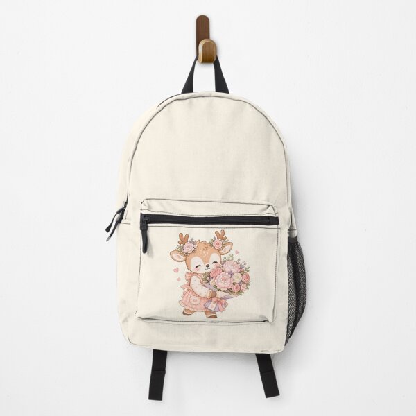 Item preview, Cute Floral Reindeer with Bouquet | Kawaii Cottagecore Deer Holding Flowers designed and sold by looplandger.