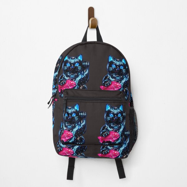 Item preview, Cyberpunk Obsidian Maneki‑Neko – Neon Lucky Cat designed and sold by Neo Tokio.