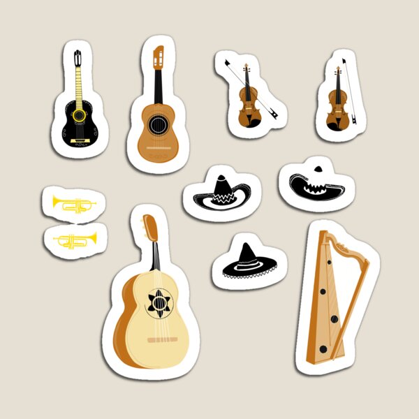 Artikelvorschau, Instrumente einer mexikanischen Mariachi-Band entworfen und verkauft von CreativeBridge.