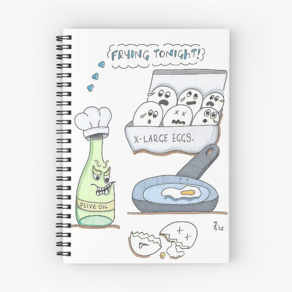 Item preview, Frying Tonight - Hand Drawn Egg Olive Oil Cartoon designed and sold by AJPrettyObscene.