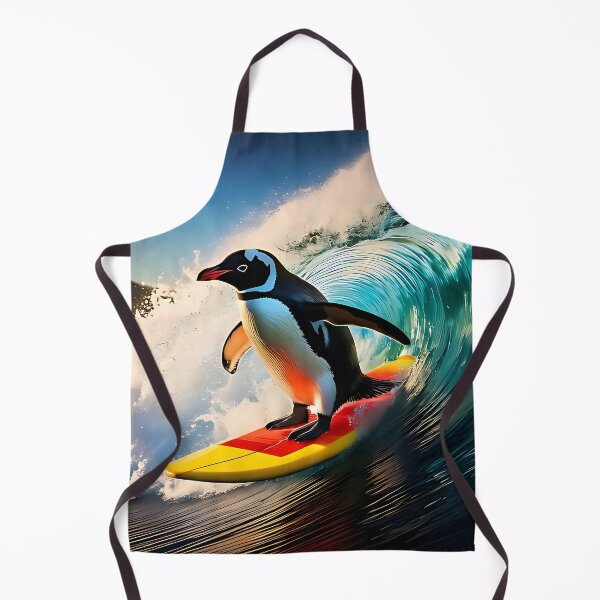 Item preview, Surfing Penguin Riding a Big Wave designed and sold by ToxicInkArt.