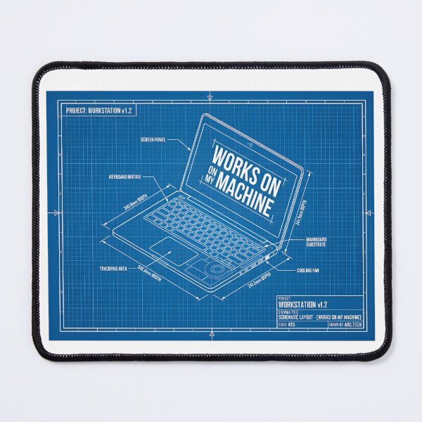 Item preview, Works On My Machine Funny Developer Technical Blueprint designed and sold by TechBro67.