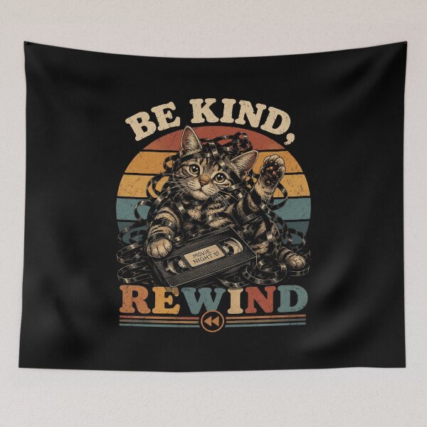 Item preview, Be Kind Rewind Cat designed and sold by GhoulishGraphX.