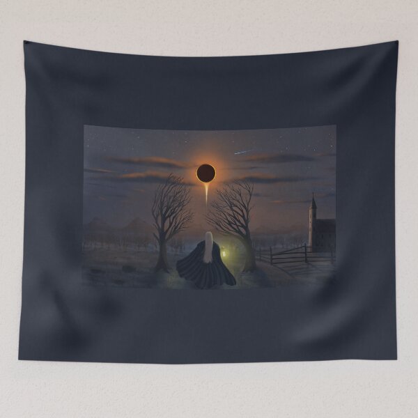 Item preview, Dark moon, girl walking outside at night with lantern designed and sold by Witseart.