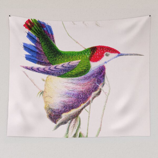 Item preview, Multi-colored Hummingbird nesting portrait tropical print  designed and sold by Jéanpaul  Ferro.