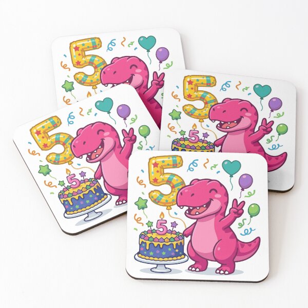 Item preview, Five Saurus pink T-rex 5th birthday dino lover designed and sold by Tronstell.