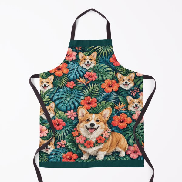 Item preview, Tropical Corgi Hibiscus Garden All-Over Print designed and sold by POD DYNASTY | Original Print On Demand T-Shirt Graphics.