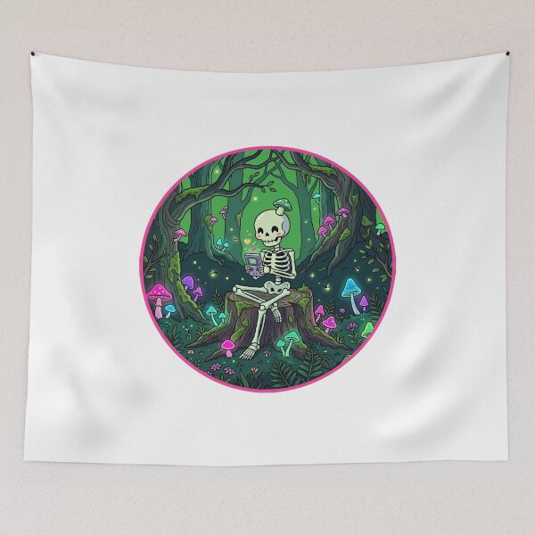 Item preview, Retro Gaming Skeleton Mushroom Forest designed and sold by Sabsll.