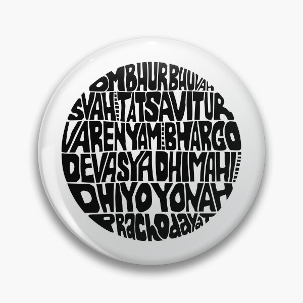 Item preview, Gayatri Sanskrit hand lettering round circle mantra chant black designed and sold by wordznart.