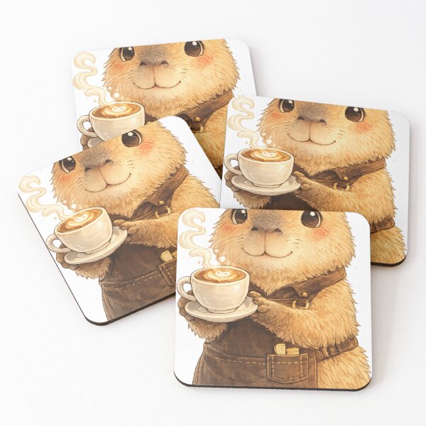 Item preview, Capybara Barista Serving Fresh Coffee designed and sold by KlyvoraPrints.