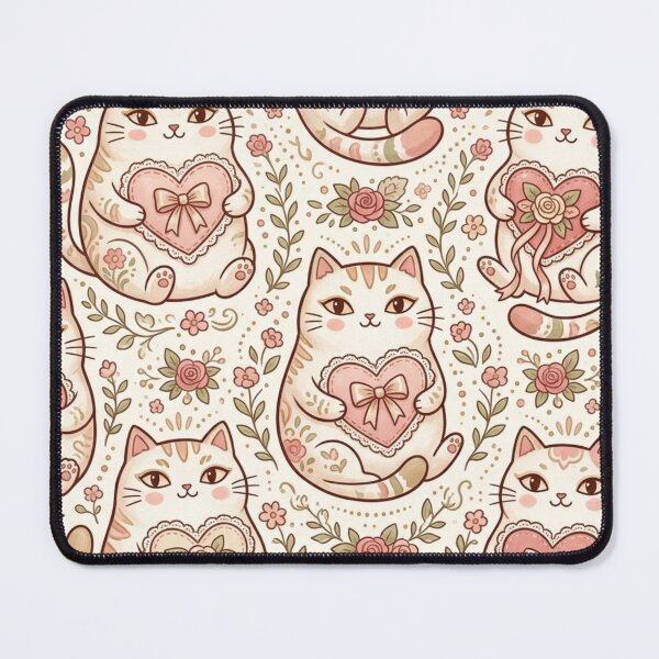 Item preview, Cute Kawaii Cat Holding Hearts Pattern designed and sold by Iampoji.