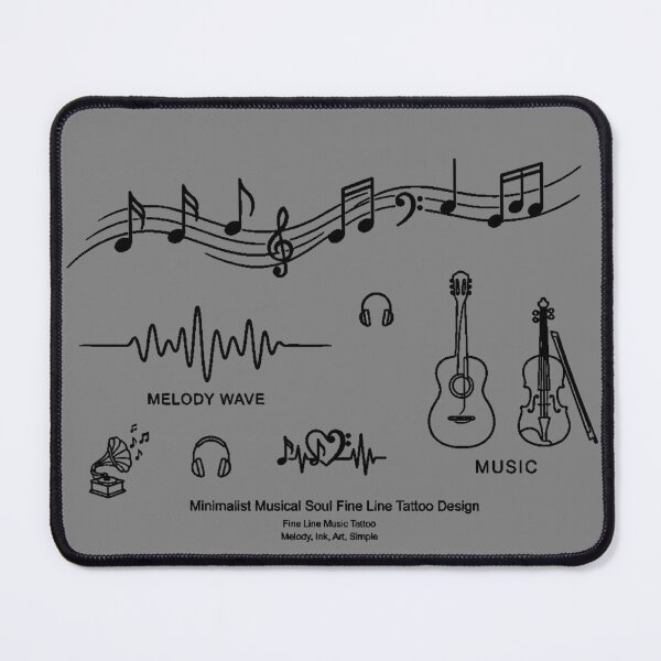 Item preview, Cyber Clasic Music Ink Minimalist Sound Wave Guitar Violin Fine Line Tattoo Design designed and sold by MCVersa2026.