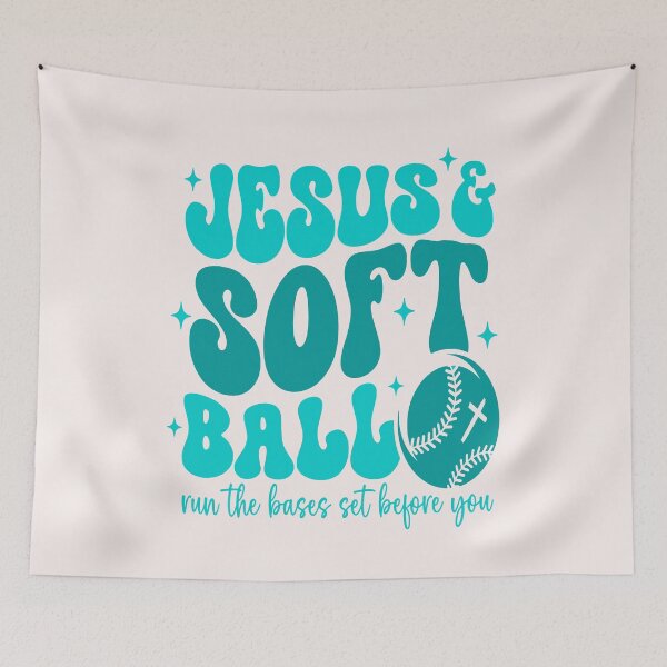 Item preview, Jesus And Softball Run The Bases Set Before You Christian Faith designed and sold by mari-kayden.