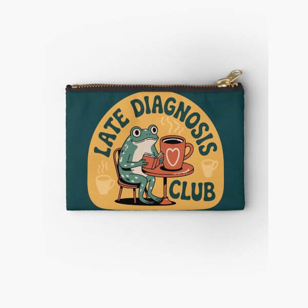 Item preview, Late Diagnosis Club Frog Book and Coffee Humor designed and sold by madtoyman.