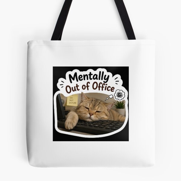 Item preview, Mentally Out Of Office Sleepy Cat Meme Sticker designed and sold by Maplyx.