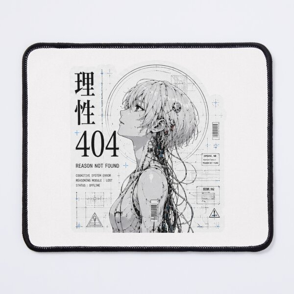 Item preview, Reason 404 (理性404) - Cyberpunk Edition Monochrome Android Line Art designed and sold by Japan-kanji-ya.