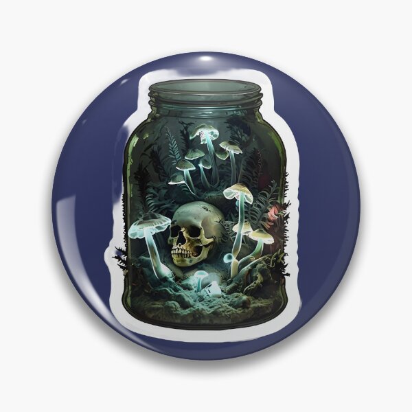 Item preview, Gothic Skull Terrarium with Glowing Mushrooms designed and sold by 77Clover.