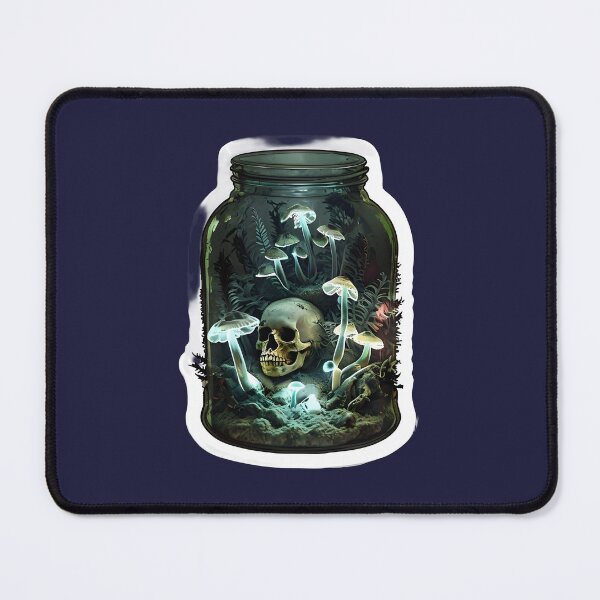 Item preview, Gothic Skull Terrarium with Glowing Mushrooms designed and sold by 77Clover.