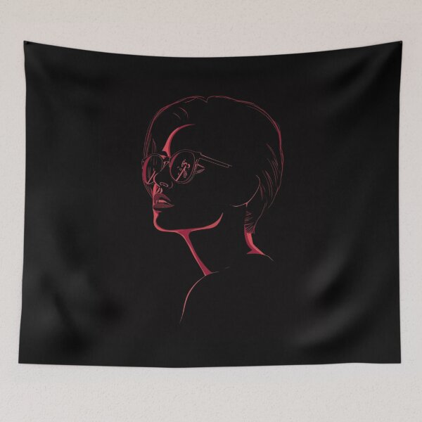 Item preview, Minimalist Neon Red Sunglasses Woman Vector Graphic designed and sold by ERODED SELF.
