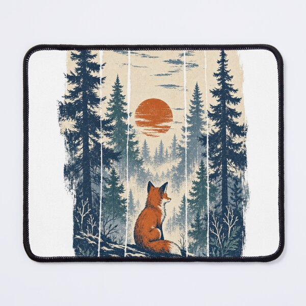 Item preview, Vintage Fox in a Misty Pine Forest designed and sold by VisualArtsOasis.