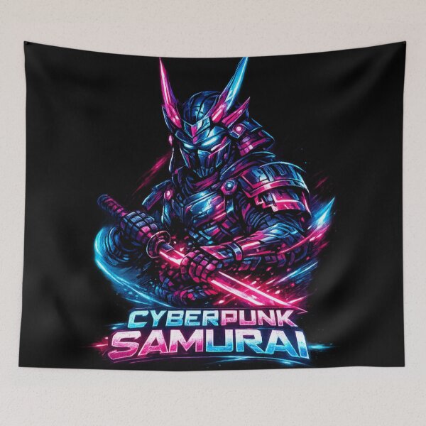 Item preview, Cyberpunk Samurai – Neon Warrior of the Future designed and sold by Dreamy fantasy design.