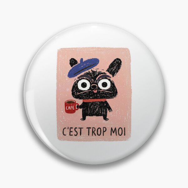 Item preview, C'est Trop Moi French Bulldog Cartoon – Cute Frenchie in Beret Funny French Quote designed and sold by Ramona-Gliga.