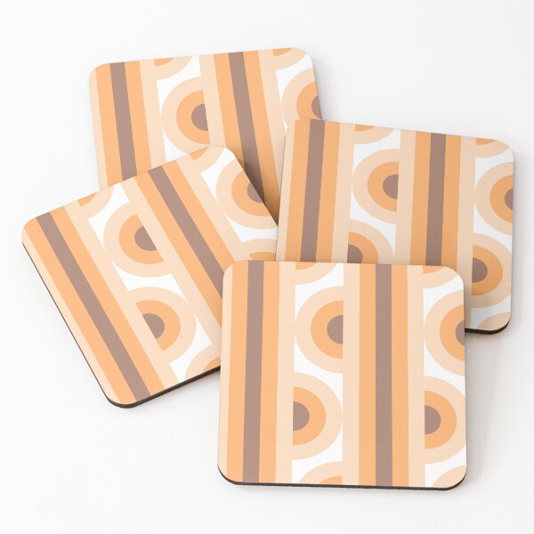 Item preview, Space Age Funky Stripes and Circles Brown Orange designed and sold by Pinkdeer Designs.
