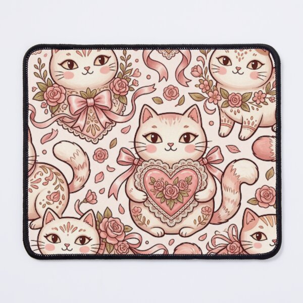 Item preview, Cute Kawaii Cats with Pink Roses Pattern designed and sold by Iampoji.