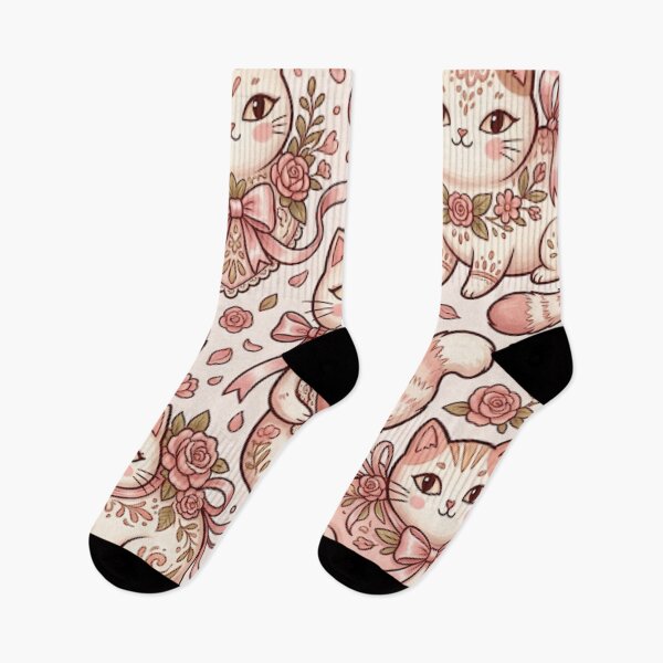 Item preview, Cute Kawaii Cats with Pink Roses Pattern designed and sold by Iampoji.