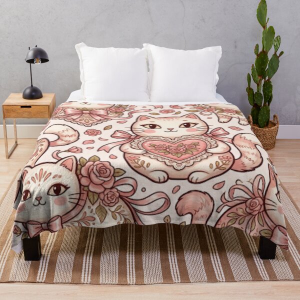 Item preview, Cute Kawaii Cats with Pink Roses Pattern designed and sold by Iampoji.