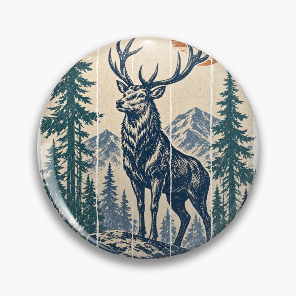 Item preview, Retro Stag Deer Among the Pines designed and sold by VisualArtsOasis.