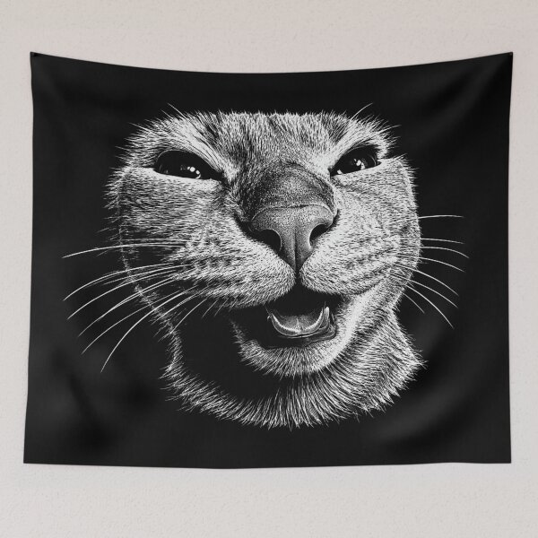 Item preview, Funny Cat Face Monochrome Animal Art designed and sold by Retro Moon Studio.