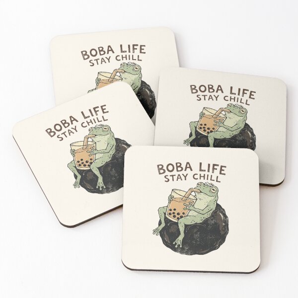 Item preview, Funny Vintage Boba Frog Milk Tea Woodblock designed and sold by DuckOddity.