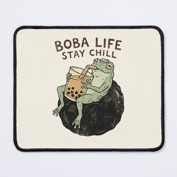 Item preview, Funny Vintage Boba Frog Milk Tea Woodblock designed and sold by DuckOddity.