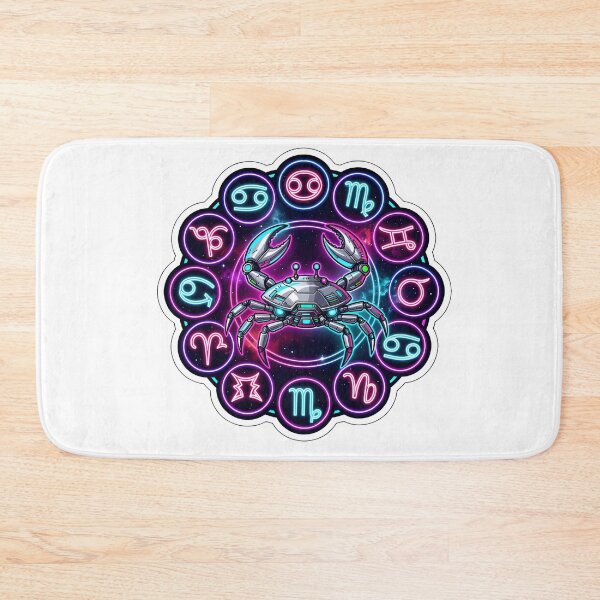 Item preview, Neon Cyberpunk Cancer Zodiac Wheel designed and sold by Zodiac Celestial Art.