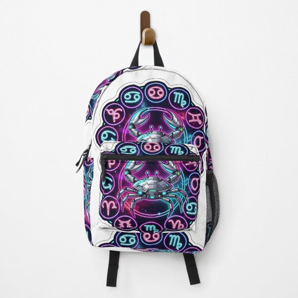 Item preview, Neon Cyberpunk Cancer Zodiac Wheel designed and sold by Zodiac Celestial Art.