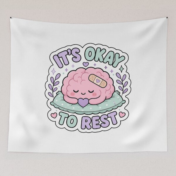 Item preview, It’s Okay to Rest Cute Brain Mental Health Design | Self Care Motivation designed and sold by HobsS.