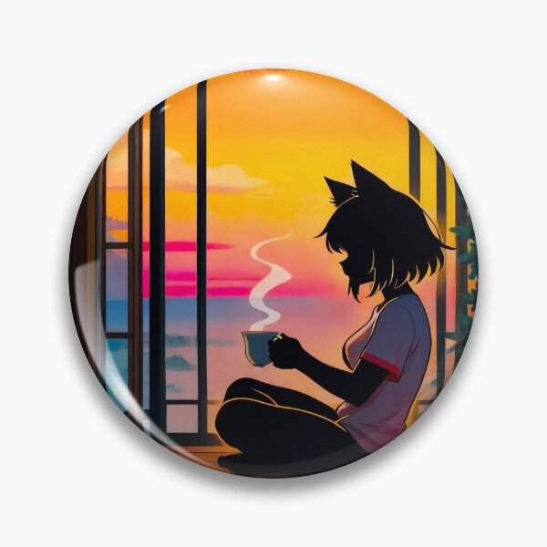 Item preview, unset Zen: Cat-Eared Anime Girl Relaxing at Twilight designed and sold by BLUESKY11a.