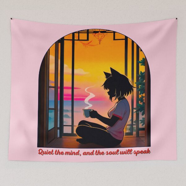 Item preview, unset Zen: Cat-Eared Anime Girl Relaxing at Twilight designed and sold by BLUESKY11a.