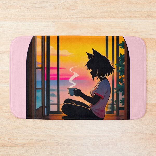 Item preview, unset Zen: Cat-Eared Anime Girl Relaxing at Twilight designed and sold by BLUESKY11a.