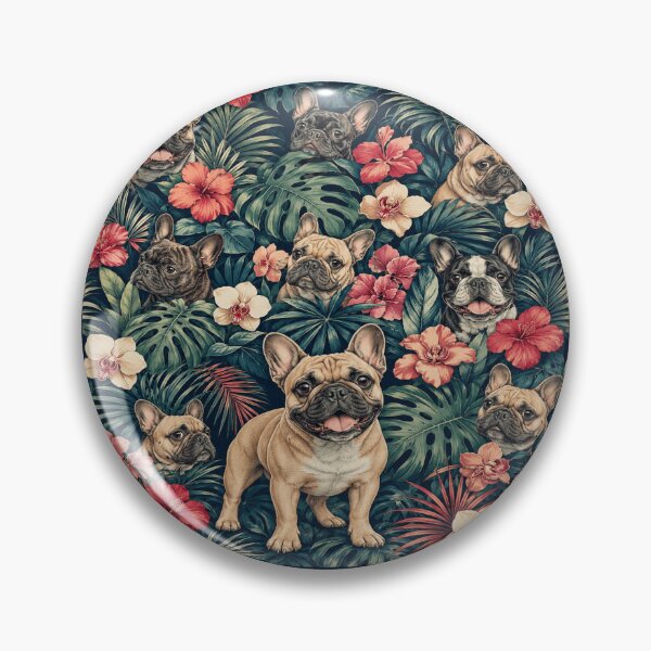 Item preview, French Bulldog Tropical Jungle Resort Pattern designed and sold by POD DYNASTY | Original Print On Demand T-Shirt Graphics.
