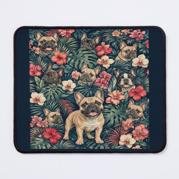 Item preview, French Bulldog Tropical Jungle Resort Pattern designed and sold by POD DYNASTY | Original Print On Demand T-Shirt Graphics.